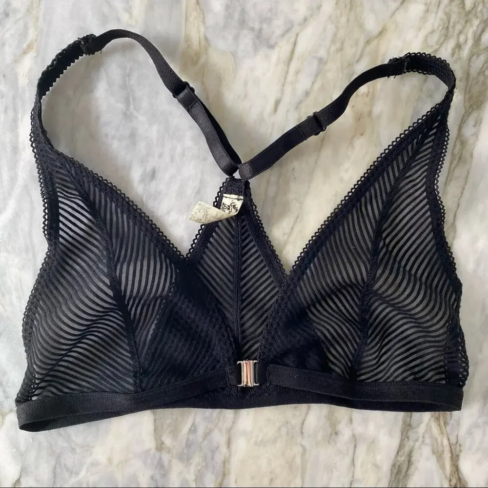 FREE PEOPLE Womens XS Intimately Nadia Bralette Bundle Nude Black Front Open